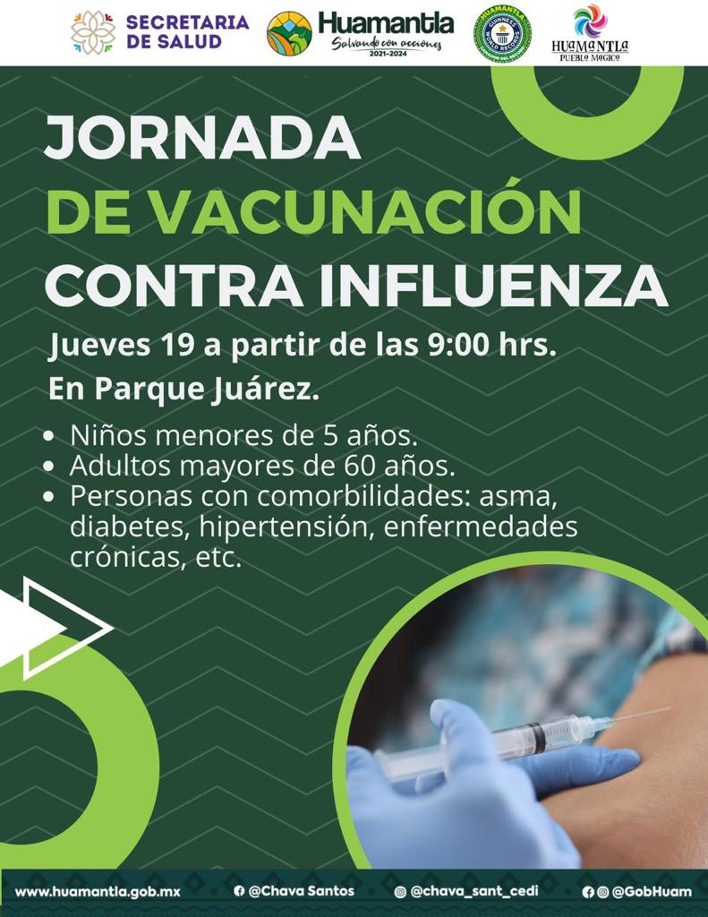 Tendrá Huamantla Jornada de Vacunación contra la Influenza